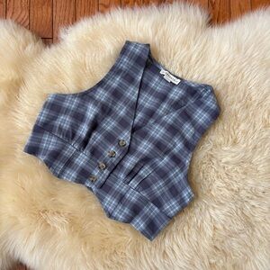 Aeropostale Blue Plaid Button Up Vest Top